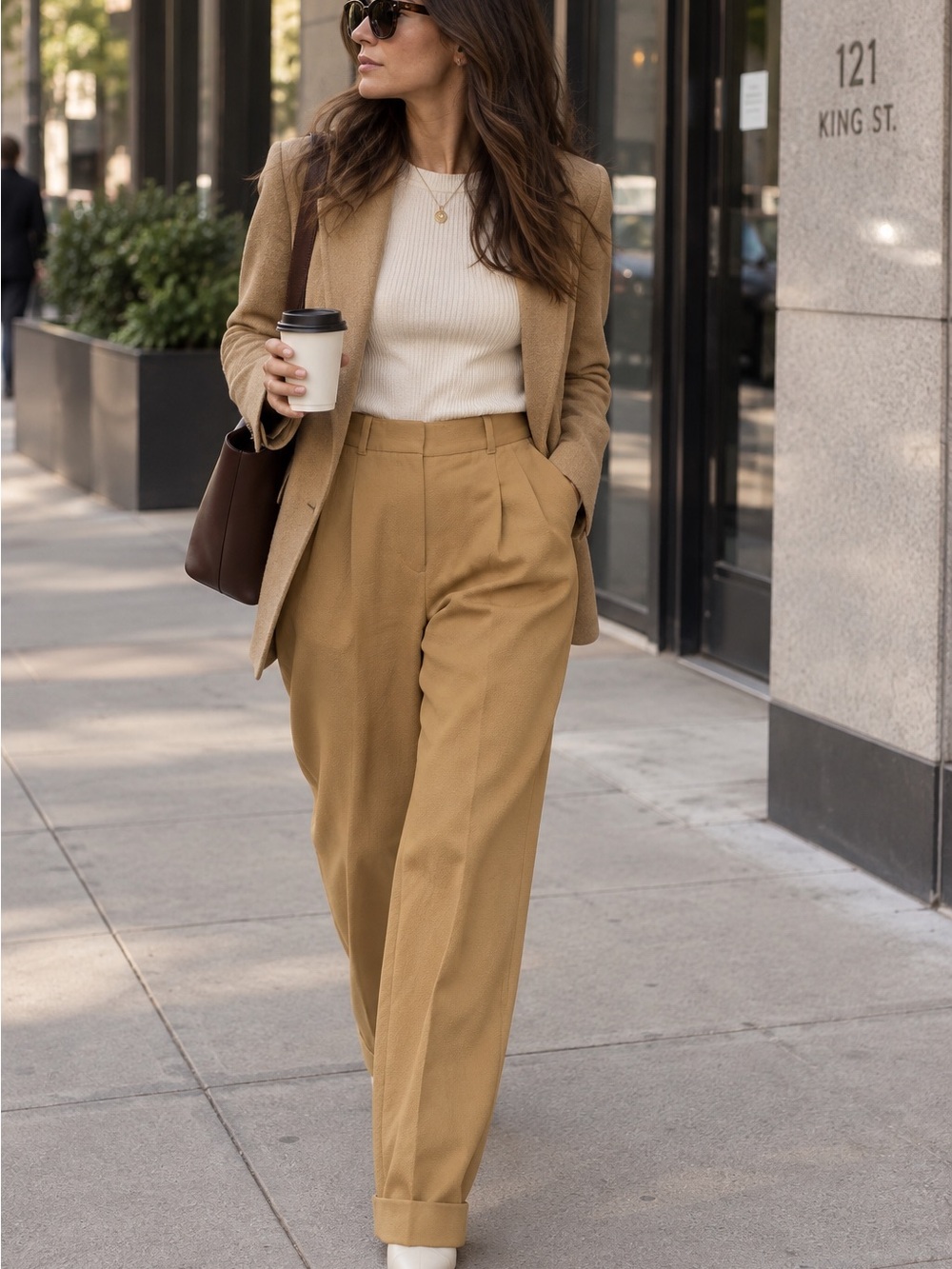 Wilfred Wide-Leg High-Rise Trousers — Camel